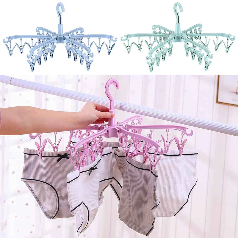 Petit étendoir à linge 24 pinces pliable rotatif