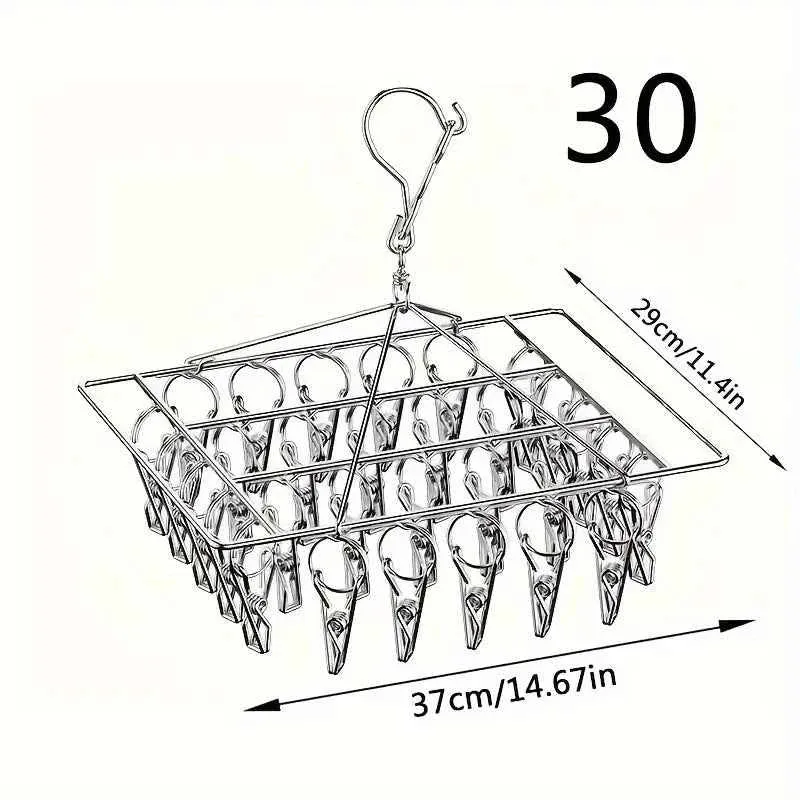 Petit étendoir à linge inox pliable clips multiples