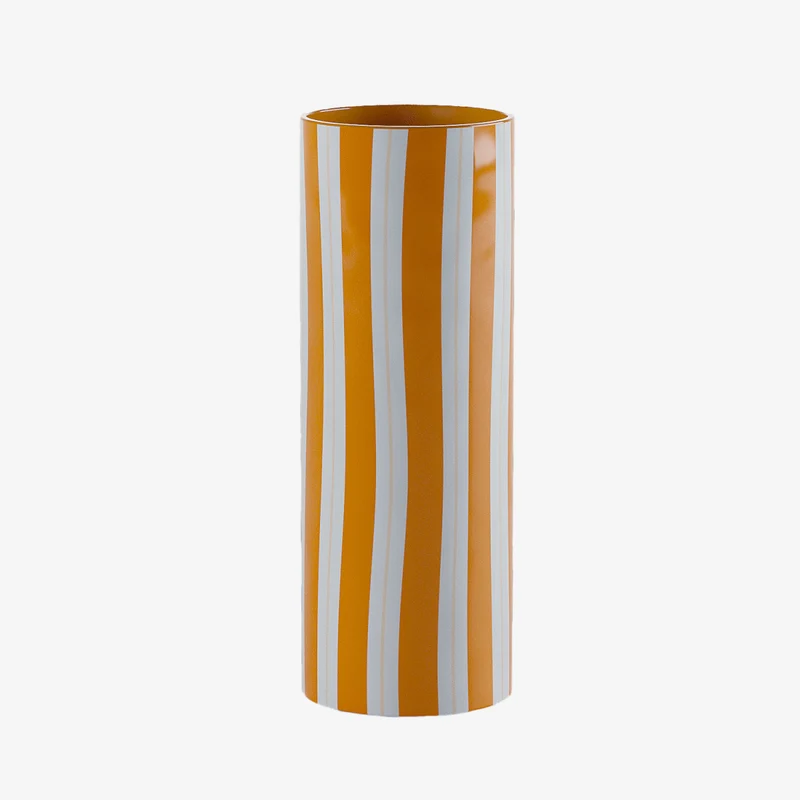 Vase cylindrique rayures orange, Orlando - grand mod le