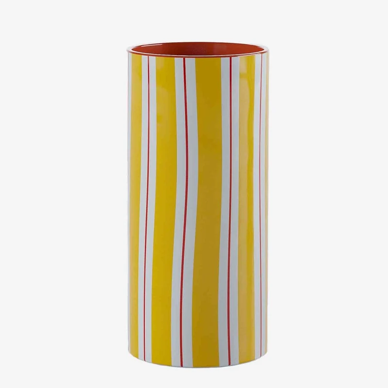 Vase cylindrique rayures jaune, Orlando - mod le medium