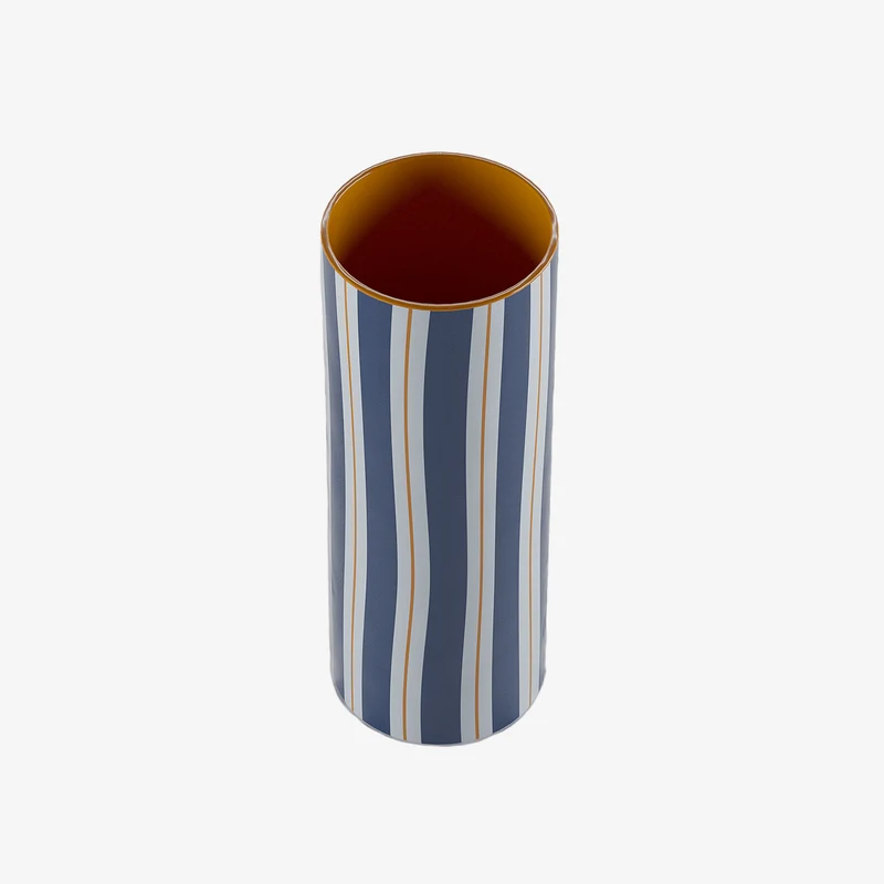 Vase cylindrique rayures bleu, Orlando - grand mod le