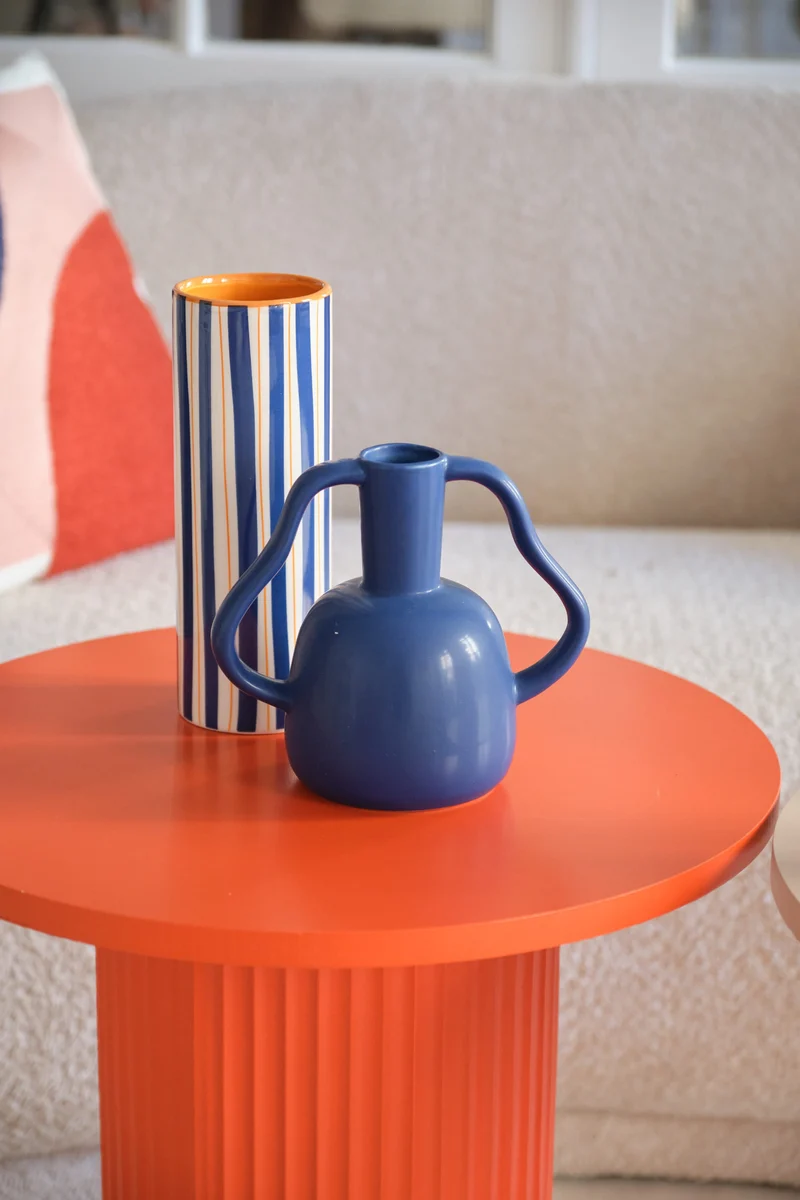 Vase cylindrique rayures bleu, Orlando - grand mod le
