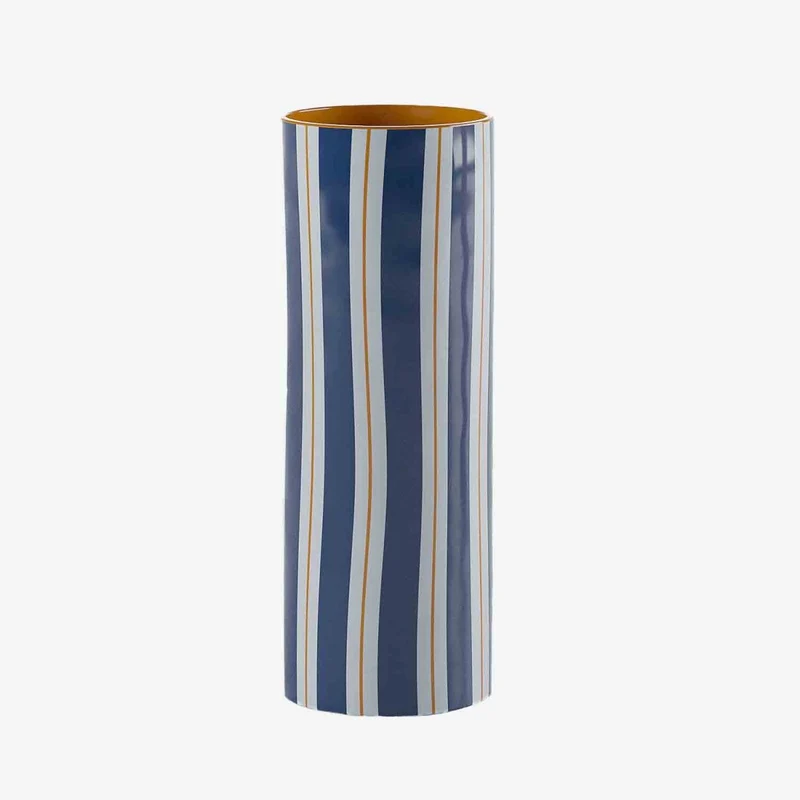 Vase cylindrique rayures bleu, Orlando - grand mod le