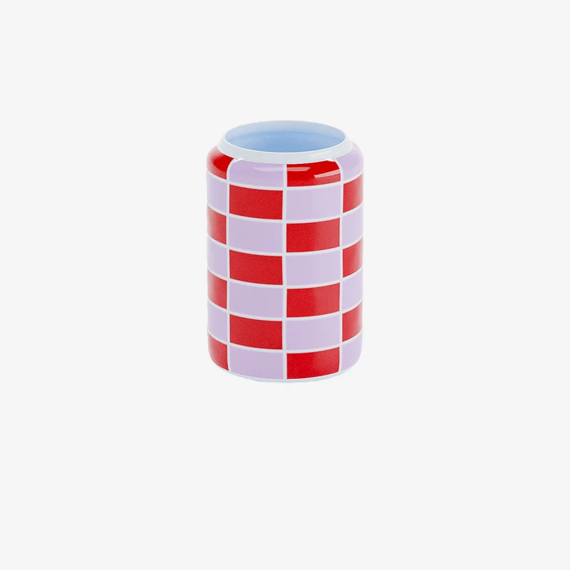 Vase cylindrique damier c ramique rouge Macao