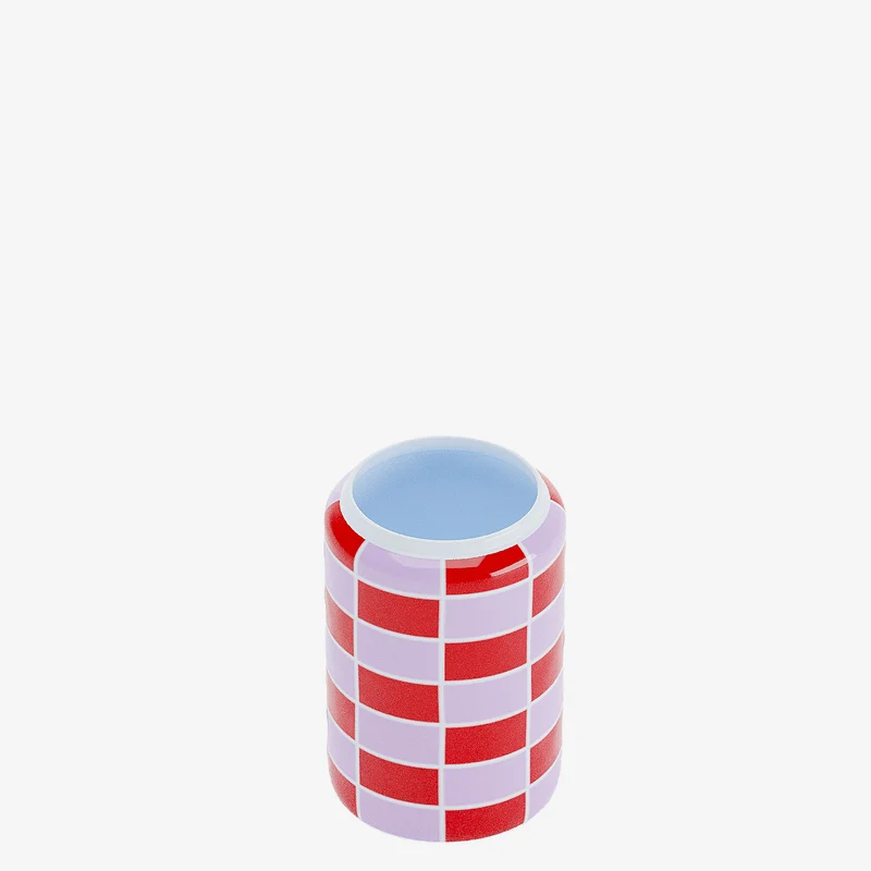 Vase cylindrique damier c ramique rouge Macao