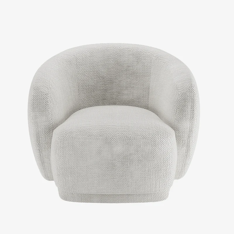Fauteuil design demi-tonneau tissu chenille blanc Victoria