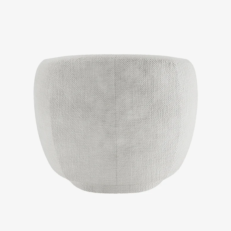 Fauteuil design demi-tonneau tissu chenille blanc Victoria