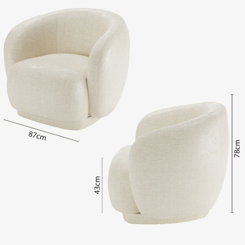 Fauteuil design demi-tonneau en velours vintage cr me Victoria