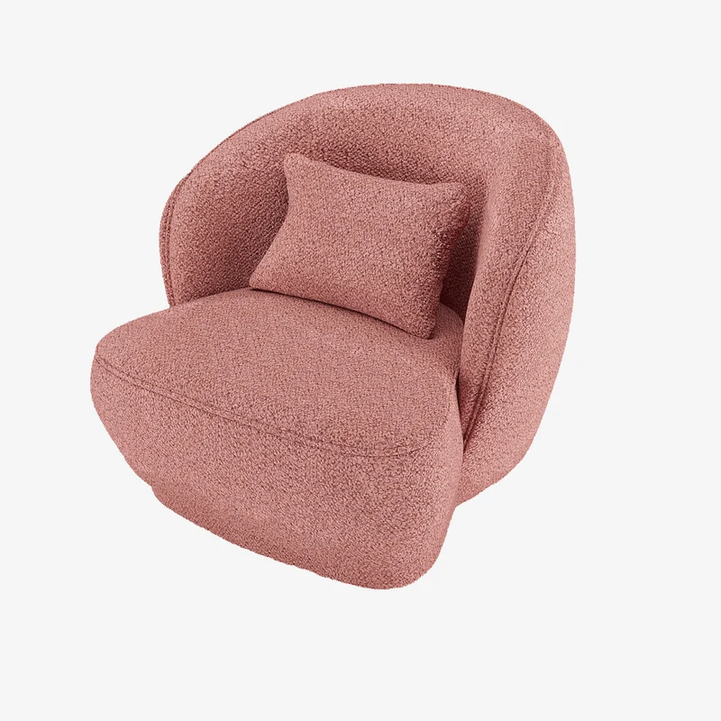 Fauteuil design boucl rose Pablo