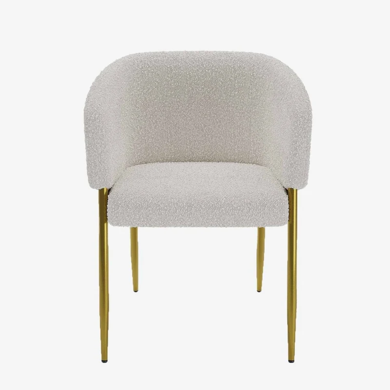 Fauteuil de salle manger bouclette blanche Basile