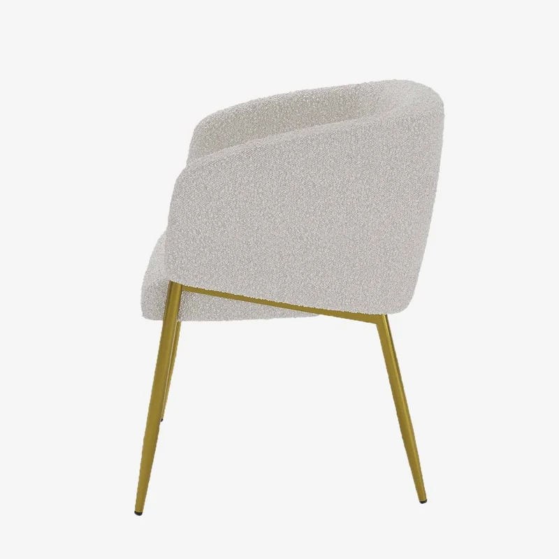 Fauteuil de salle manger bouclette blanche Basile