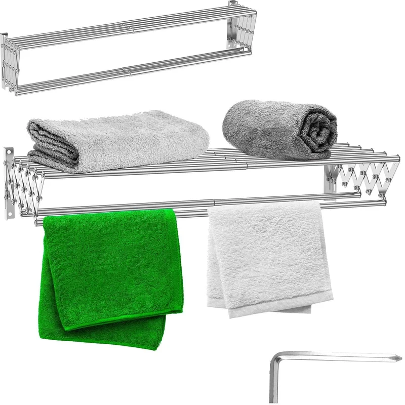 Étendoir à linge mural rétractable inox extensible