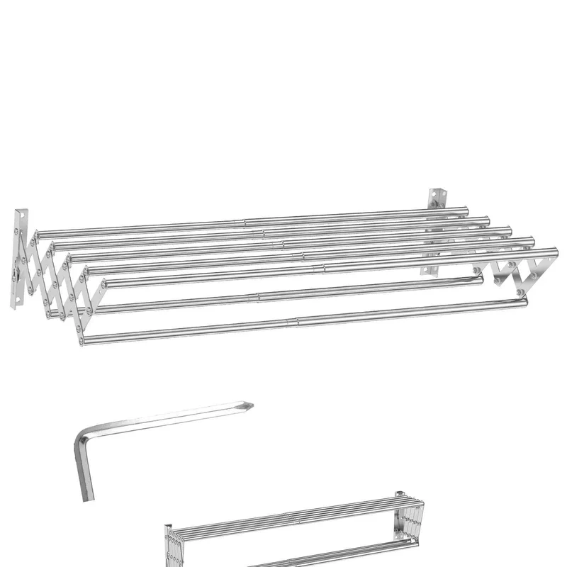 Étendoir à linge mural rétractable inox extensible