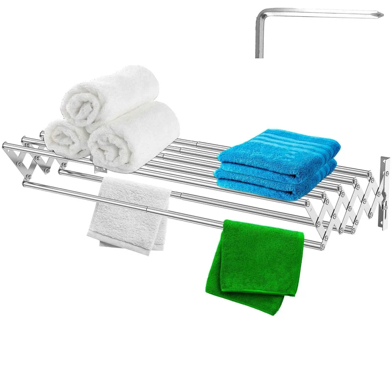 Étendoir à linge mural rétractable inox extensible