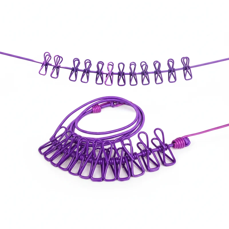 Fil pour étendoir à linge voyage avec 12 pinces
