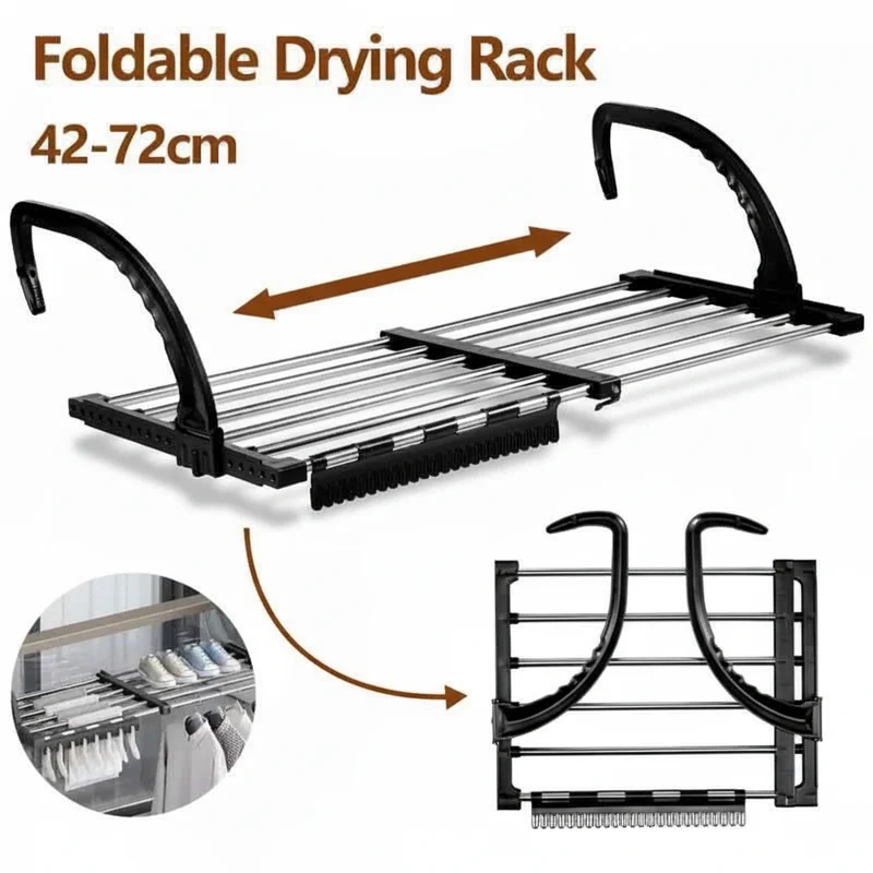 Étendoir à linge pour radiateur inox pliable