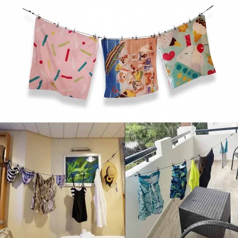 Étendoir à linge camping-car corde extensible clips