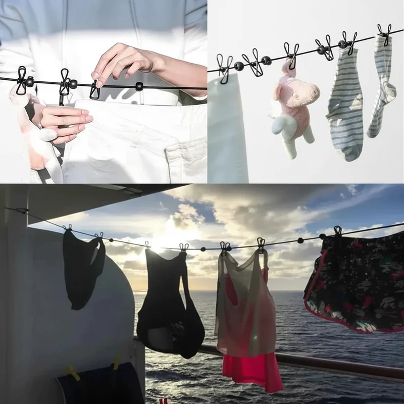 Étendoir à linge camping-car corde extensible clips