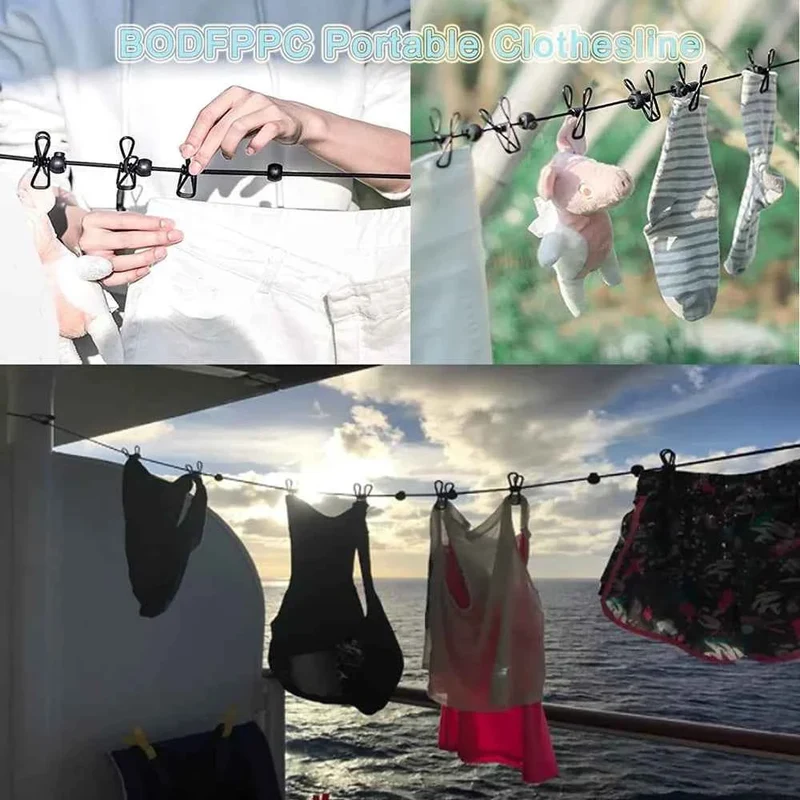 Étendoir à linge camping-car corde extensible clips