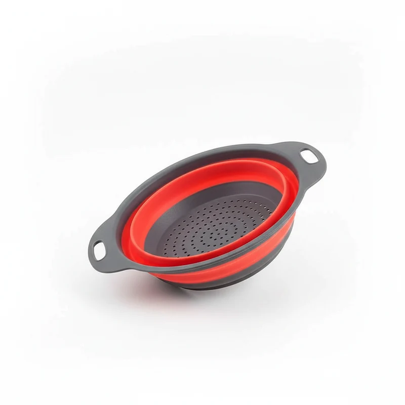 Silicone vegetable and fruit cleaning and drainage basket foldable colander