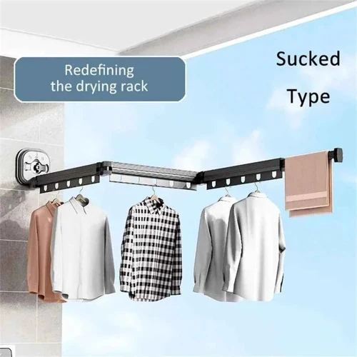 Étendoir à linge mural rétractable ventouses aluminium