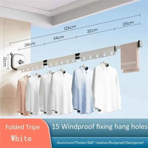 Étendoir à linge mural rétractable ventouses aluminium
