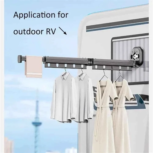 Étendoir à linge mural rétractable ventouses aluminium