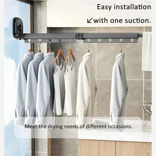 Étendoir à linge mural rétractable ventouses aluminium