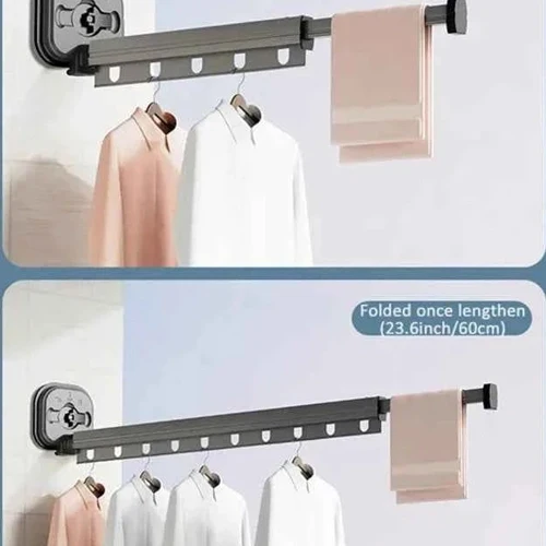 Étendoir à linge mural rétractable ventouses aluminium