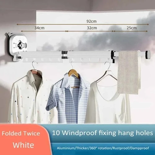 Étendoir à linge mural rétractable ventouses aluminium