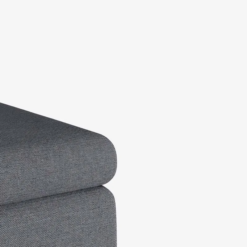 Banquette-coffre gris fonc en bois, m tal et tissu