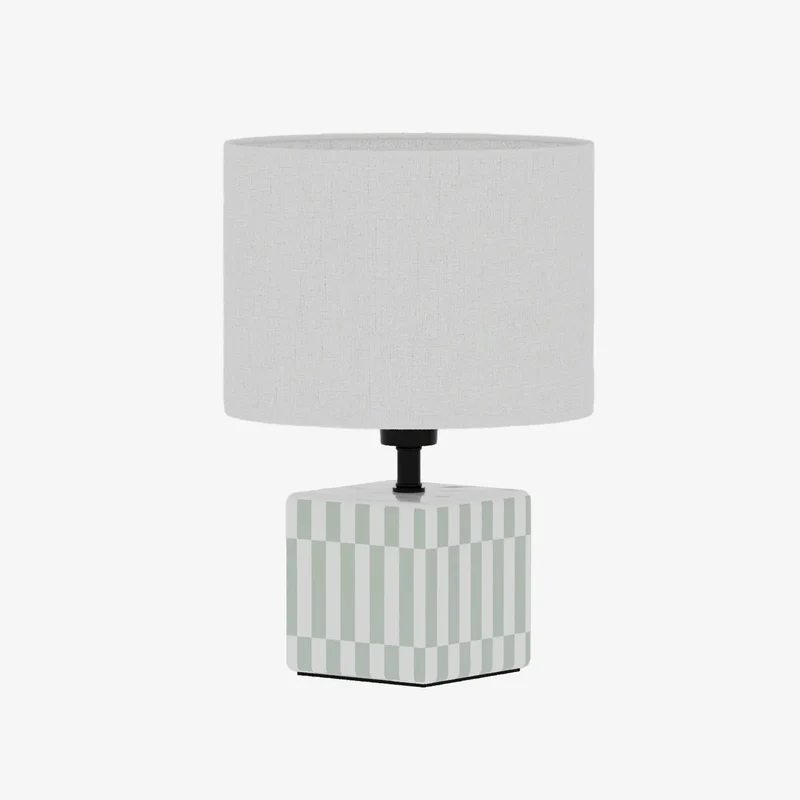Petite lampe poser Manet c ramique vert d eau et lin naturel