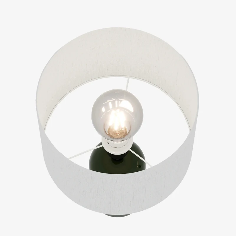 Becker - Lampe poser en c ramique verte avec abat-jour en lin naturel