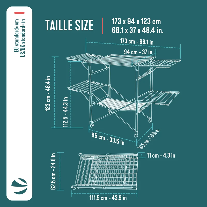 Etendoir a linge deluxe pliable grande capacite 173x94x123cm style bois blanc