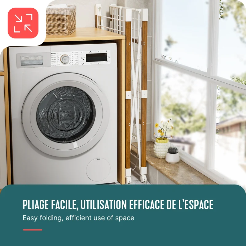 Etendoir a linge deluxe pliable grande capacite 173x94x123cm style bois blanc