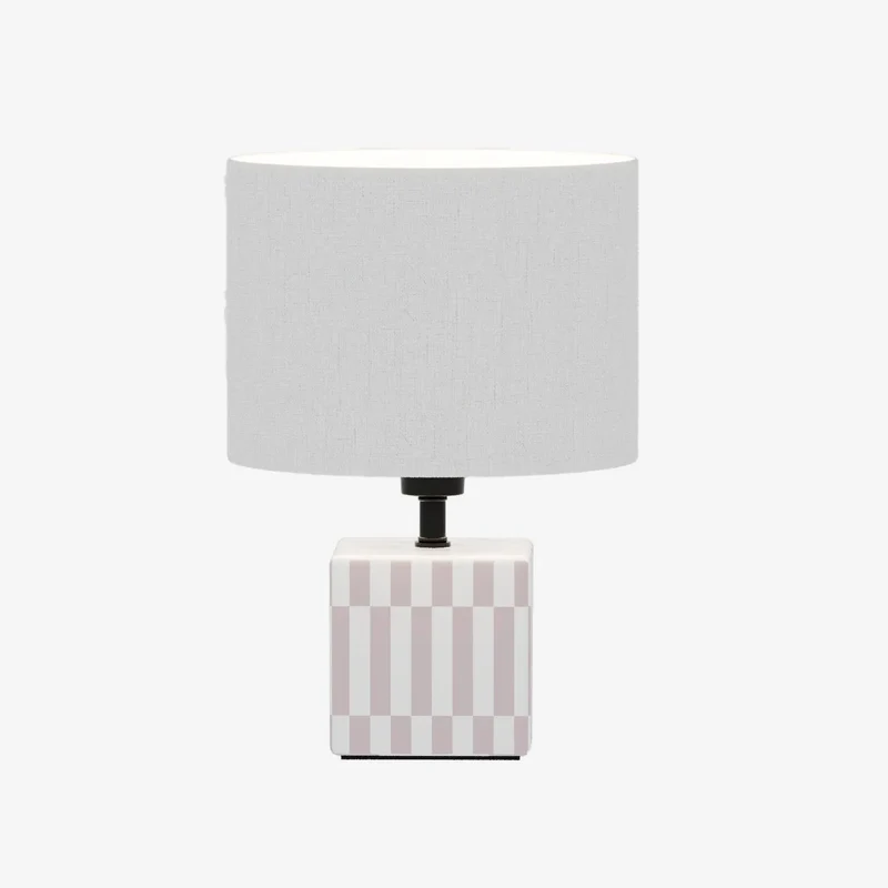 Petite Lampe Poser Manet - C ramique rose et abat-jour en lin