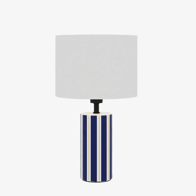 Lampe Poser Hopper - C ramique Bleue & Abat-jour Lin