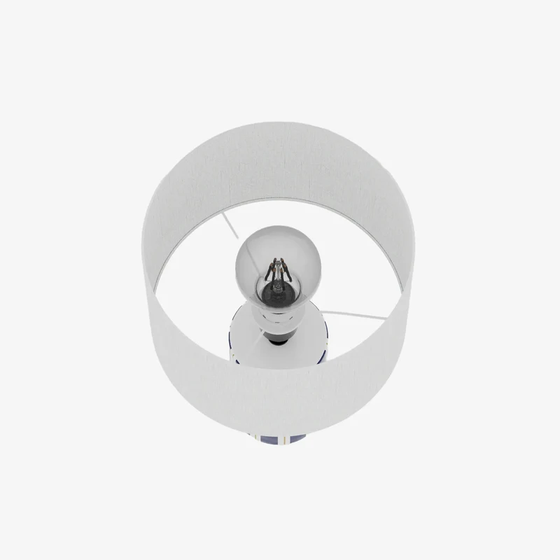 Lampe Poser Hopper - C ramique Bleue & Abat-jour Lin
