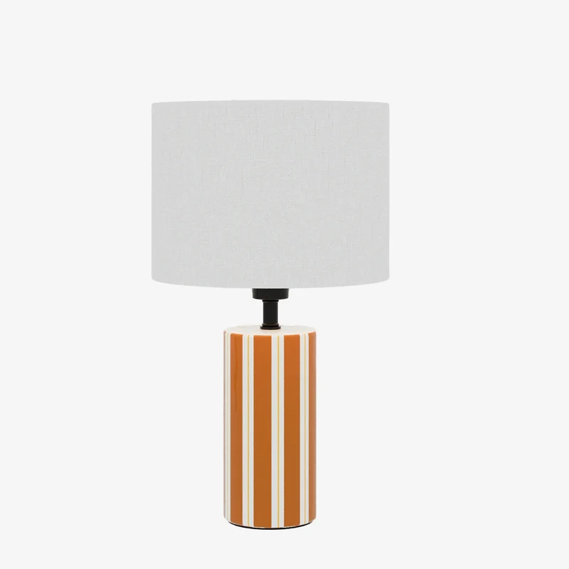 Lampe Poser Hopper - C ramique Orange & Abat-jour Lin