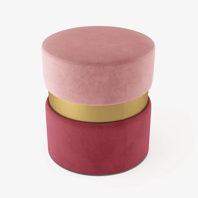 Pouf contemporain, bicolore rouge