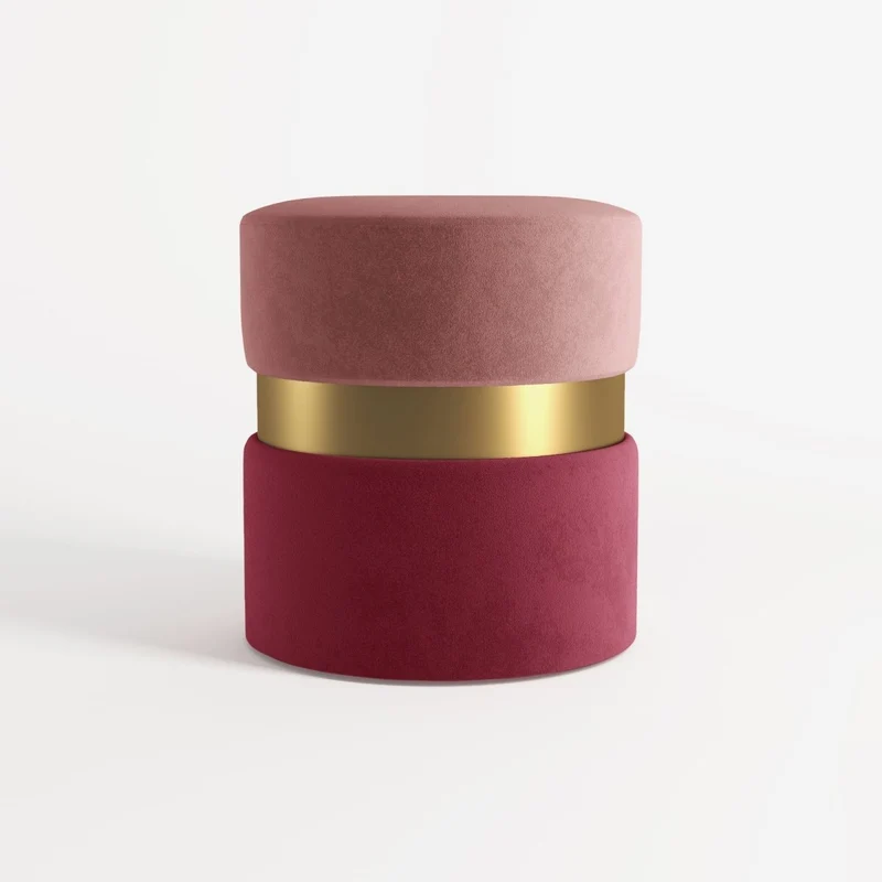 Pouf contemporain, bicolore rouge