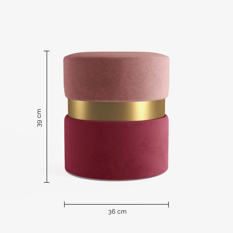 Pouf contemporain, bicolore rouge
