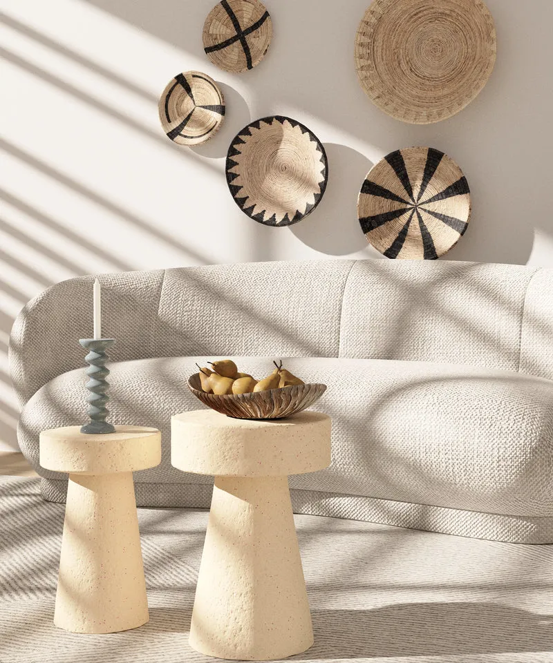 Table d appoint circulaire en magn sie cr me mouchet e rose Marguerite