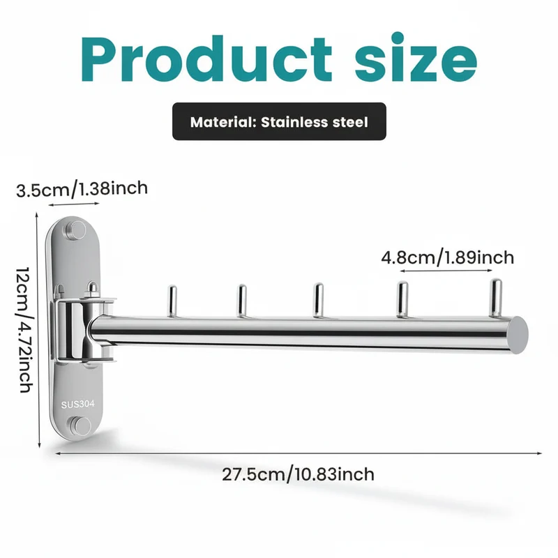 Étendoir à linge mural pliable inox rotatif