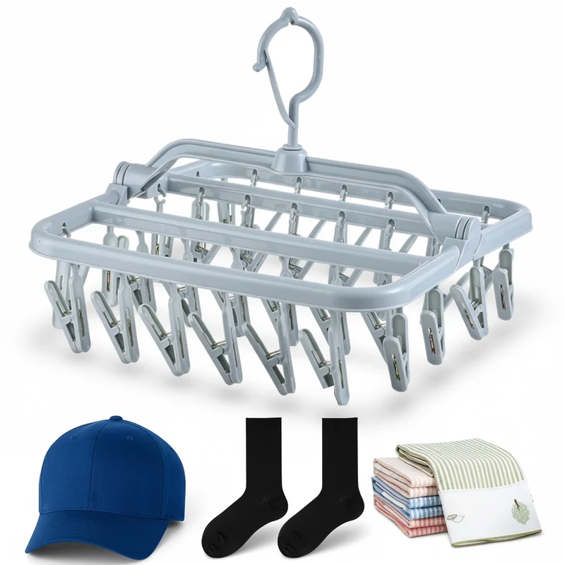 Petit étendoir à linge pliable 32 pinces