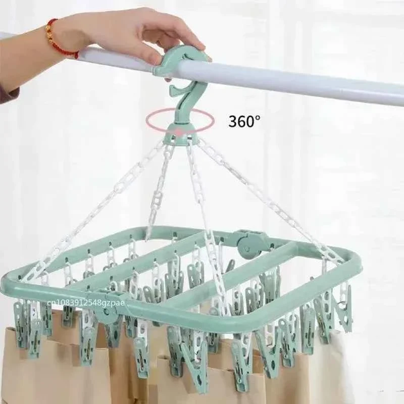 Petit étendoir à linge pliable 32 pinces