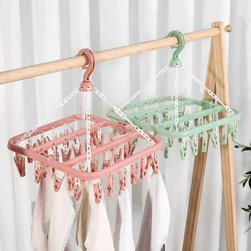 Petit étendoir à linge pliable 32 pinces
