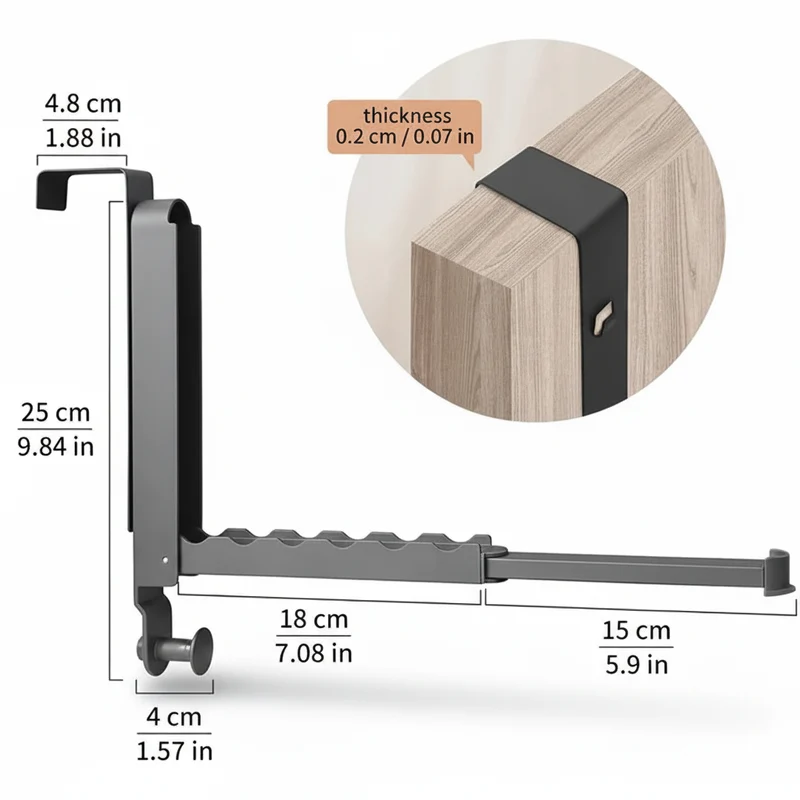 Étendoir à linge sur porte télescopique aluminium