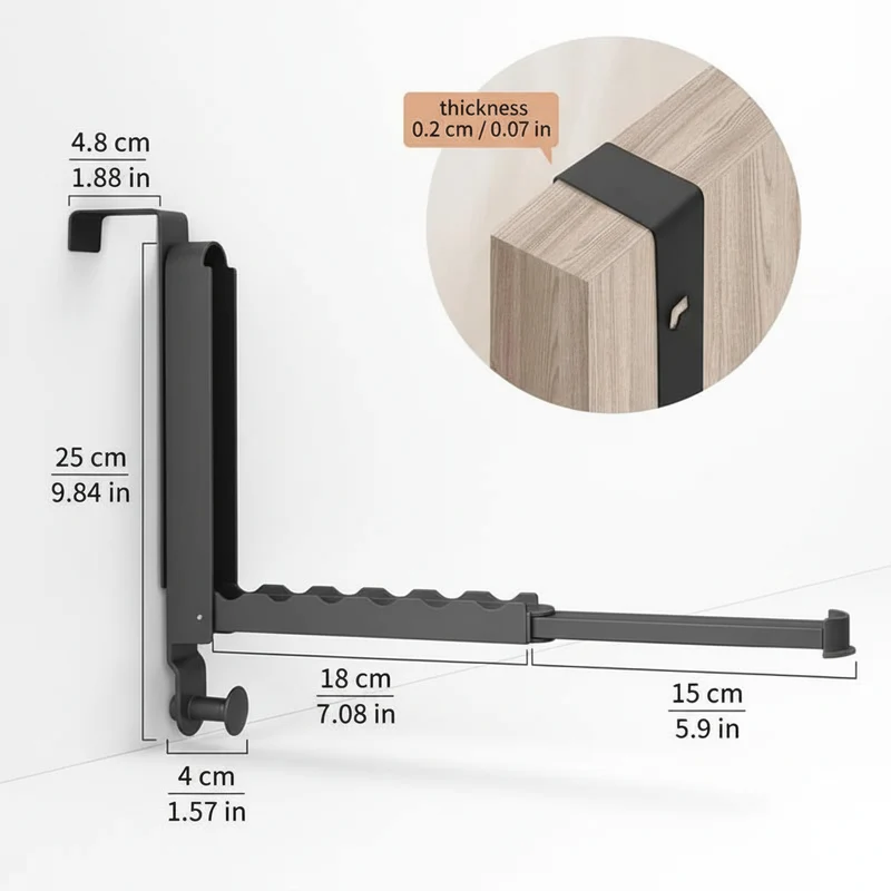 Étendoir à linge sur porte télescopique aluminium