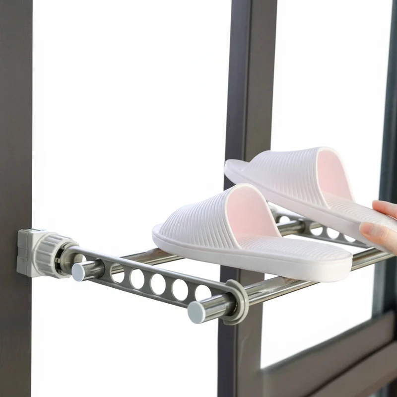Étendoir à linge pour balcon 8 trous inox